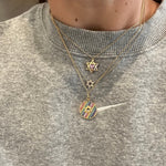Rainbow pave Jewish star necklace | rainbow pave Star of David necklace | Rainbow disc Star of David necklace | rainbow disc Jewish star