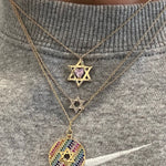 Floating diamond heart Star of David necklace | floating diamond heart jewish star necklace