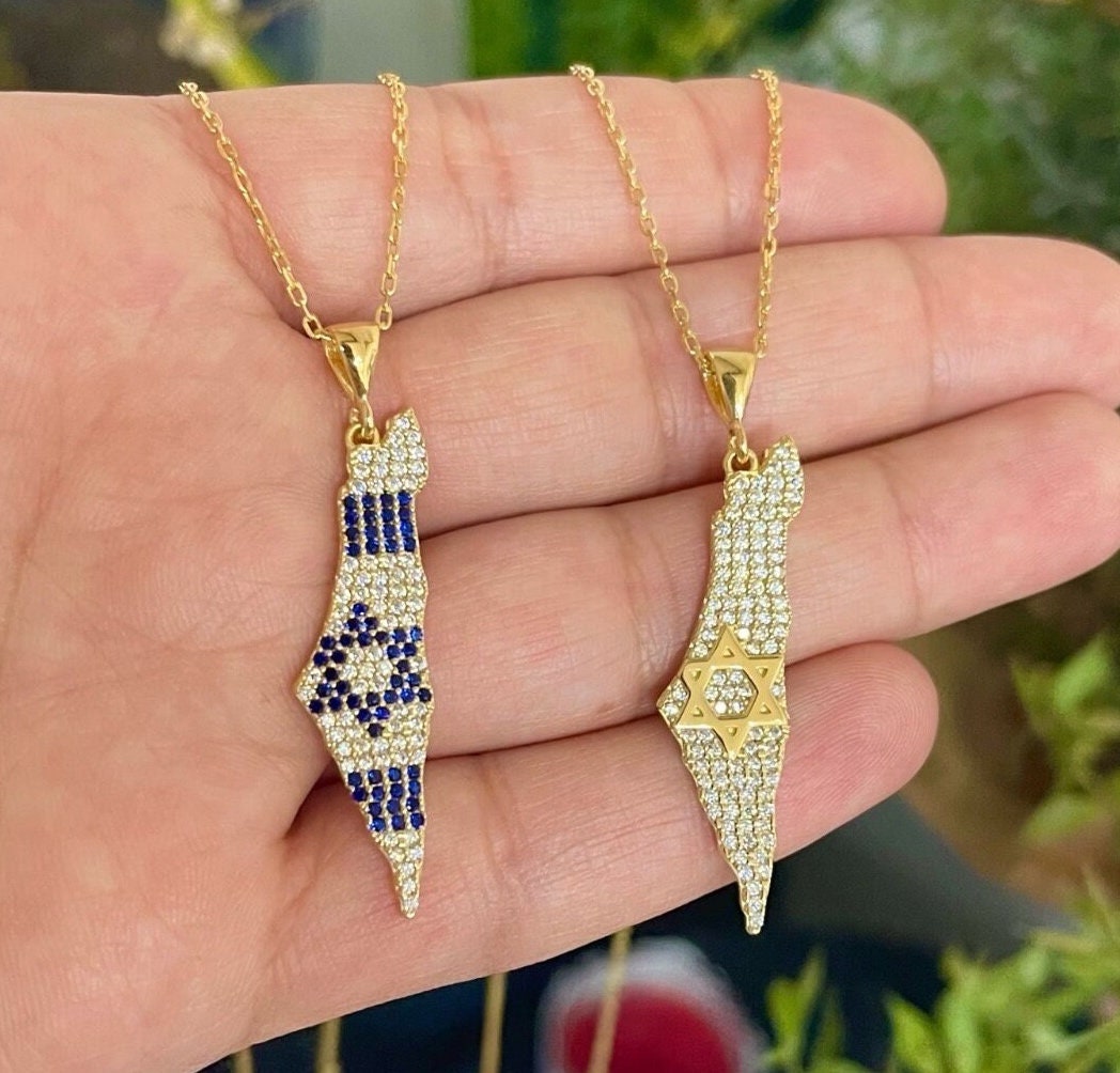 Pave map of Israel necklace | Israel choker | Israel necklace | map of Israel choker with diamonds | Pave Israel jewelry