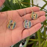 Rainbow pave Jewish star necklace | rainbow pave Star of David necklace | Rainbow disc Star of David necklace | rainbow disc Jewish star