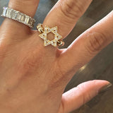 Gold filled baguette Jewish star ring | baguette stones Star of David ring | gold filled Jewish star ring | Jewish star ball ring