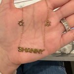 Nameplate with Jewish stars | personalized name necklace with Star of David | Jewish star nameplate necklace | custom Star of David necklace