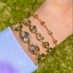 18K gold filled puffed Mariner link bracelets available in gold and silver | puffed Mariner jewelry