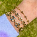 18K gold filled puffed Mariner link bracelets available in gold and silver | puffed Mariner jewelry