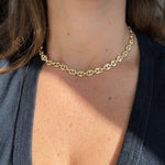 18K gold-filled puffed Mariner link choker | Mariner chain necklace | gold chain necklaces | puffed Mariner chain necklace gold and silver