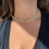 18K gold-filled puffed Mariner link choker | Mariner chain necklace | gold chain necklaces | puffed Mariner chain necklace gold and silver