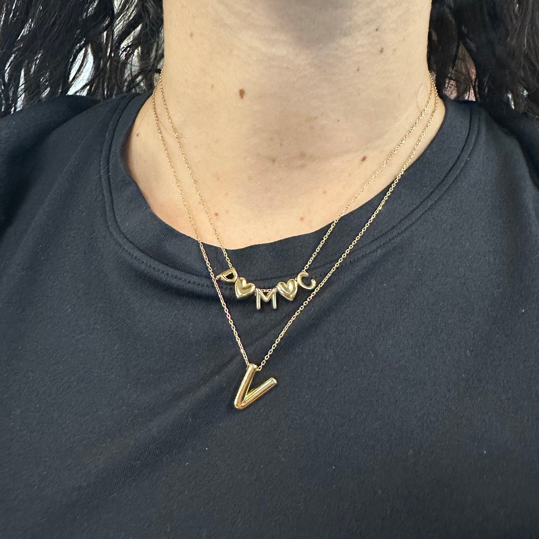 personalized mini 3D bubble necklace. Custom Pamela mini bubble necklace. Personalized bubble choker. Custom bubble name necklace.