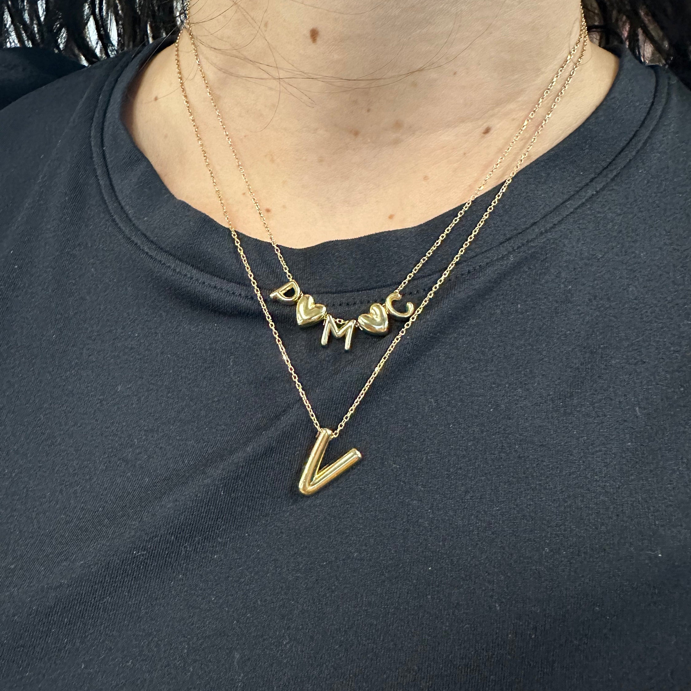 personalized large 3D bubble initial necklace. Custom 3D bubble initial necklace. Personalized bubble initial necklace.