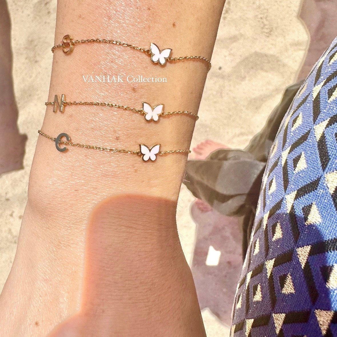 Initial butterfly bracelet. Initial plus enamel butterfly bracelet. Custom initial butterfly bracelet. Personalized bracelets.