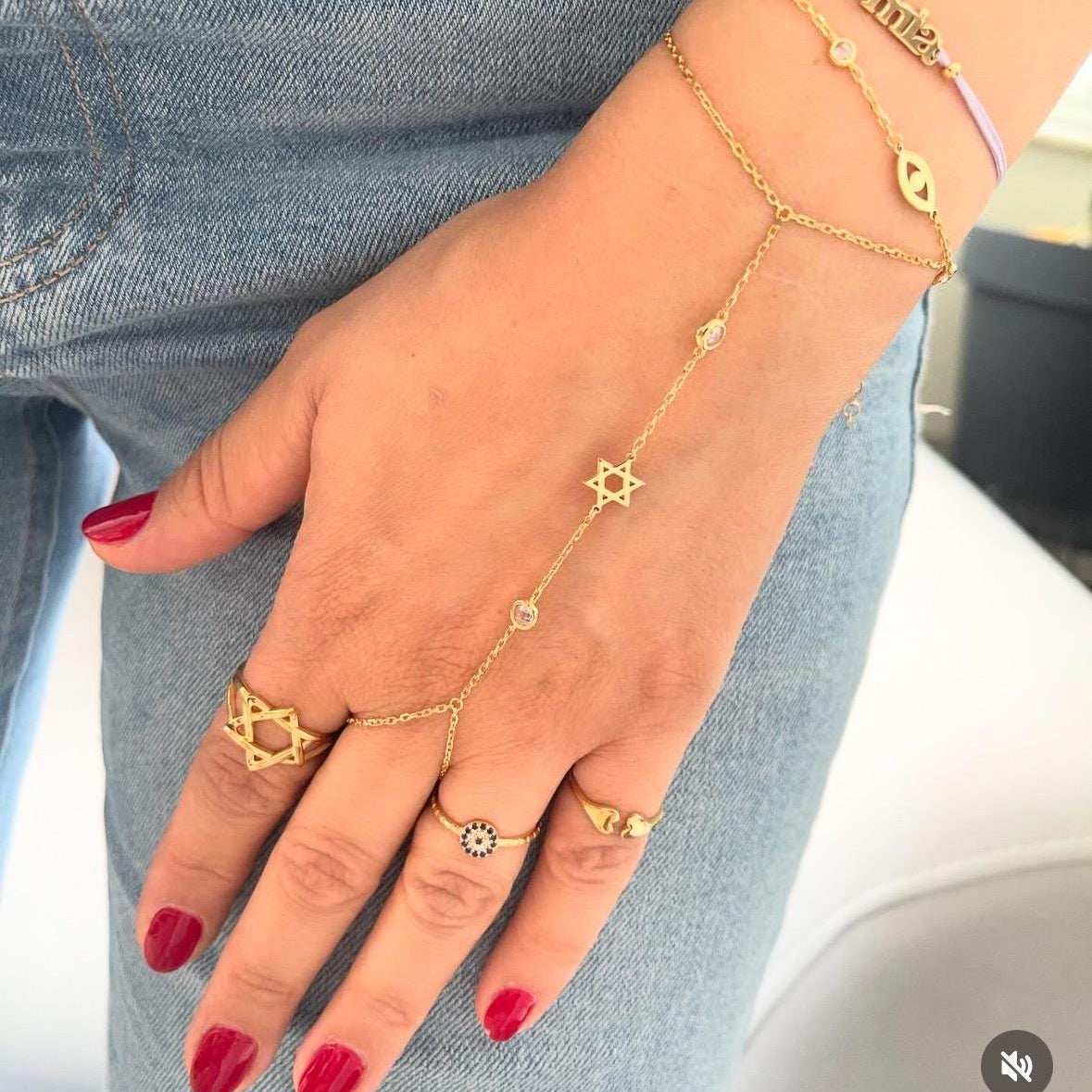 Sterling silver gold plated hand chains
