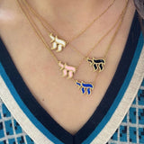 Sterling silver and gold plated enamel chai necklace | enamel חי necklace | beautiful chai necklace