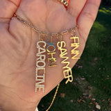 As seen on Caroline Baudino. Personalized Pave Name Charms. Diamond Charms. CZ charms. Custom name charms on Shop with Caroline.