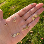 Nameplate with Jewish stars | personalized name necklace with Star of David | Jewish star nameplate necklace | custom Star of David necklace