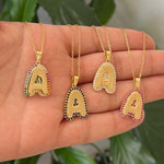 Enamel outline Bubble Initial Necklace | Enamel Initial Charms | Personalized enamel Jewelry | Bubble initial necklace charms
