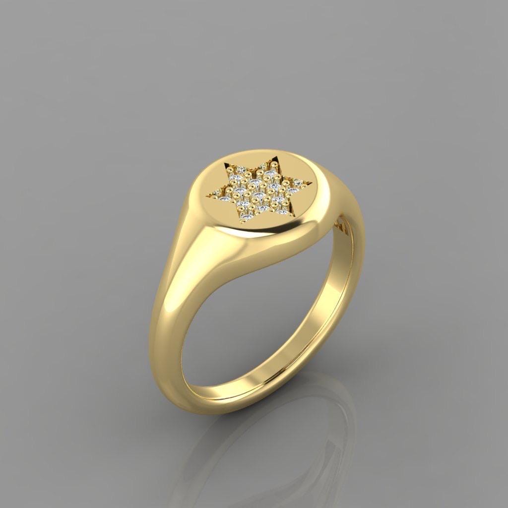Sterling silver signet pinky ring in gold, rose gold or silver |jewish star signet ring | star or David ring| Magen David signet pinky ring
