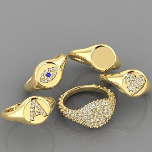 Sterling silver signet pinky ring in gold, rose gold or silver |jewish star signet ring | star or David ring| Magen David signet pinky ring
