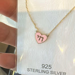 Enamel heart initial necklace | Sterling Silver 14K Gold Plated | enamel heart personalized necklace | Emma initial necklace