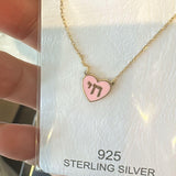 Enamel heart initial necklace | Sterling Silver 14K Gold Plated | enamel heart personalized necklace | Emma initial necklace