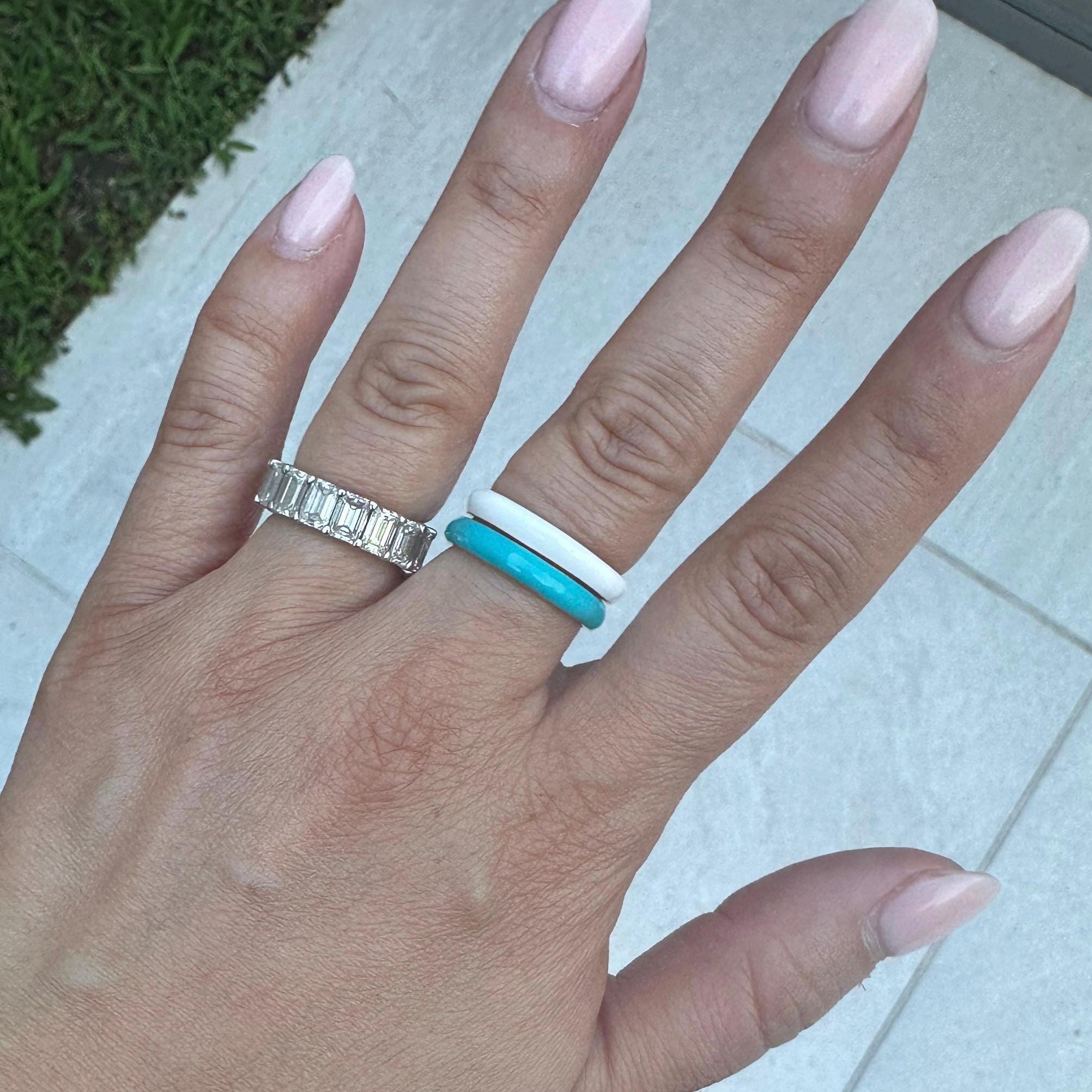 Colorful Enamel Rings and Bands in Sterling Silver gold plated (as pictured) | rainbow enamel ring | Alyssa enamel stack ring