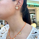 Julia pearls and shells charm necklace | Lauren sea life charm necklace with orange chord | summer jewelry | summer necklace
