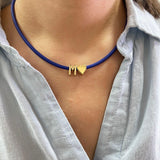 Sterling Silver 14K Gold Plated sliding charms Lulu cord necklace | personalized charms cord rope necklace | initial necklace on string |