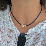 Sterling Silver 14K Gold Plated sliding charms Lulu cord necklace | personalized charms cord rope necklace | initial necklace on string |