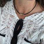 Sterling Silver 14K Gold Plated sliding charms Lulu cord necklace | personalized charms cord rope necklace | initial necklace on string |