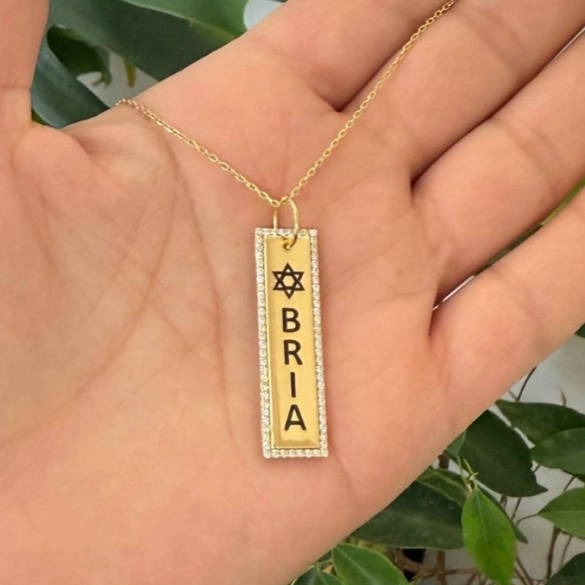 Jewish star name Necklaces | Jewish star pave dog Tag Necklace | Star of David dog tag | custom Mandy dog tag necklace | personalized