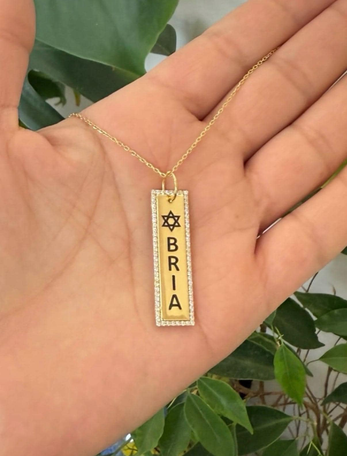 Jewish star name Necklaces | Jewish star pave dog Tag Necklace | Star of David dog tag | custom Mandy dog tag necklace | personalized