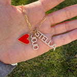 As seen on Stephanie Olivia. Personalized Pave Name Charms. Diamond Charms. CZ charms. Custom name charms. Enamel heart charm.