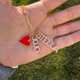 As seen on Stephanie Olivia. Personalized Pave Name Charms. Diamond Charms. CZ charms. Custom name charms. Enamel heart charm.