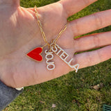 As seen on Stephanie Olivia. Personalized Pave Name Charms. Diamond Charms. CZ charms. Custom name charms. Enamel heart charm.