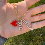 As seen on Stephanie Olivia. Personalized Pave Name Charms. Diamond Charms. CZ charms. Custom name charms. Enamel heart charm.