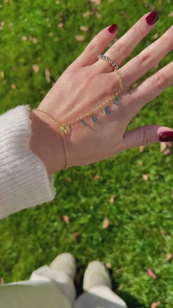 Sterling silver gold plated hand chains | Custom hand chain | Personalized hand chain | dangling name hand chain | Personalized hand chain
