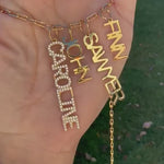 As seen on Caroline Baudino. Personalized Pave Name Charms. Diamond Charms. CZ charms. Custom name charms on Shop with Caroline.