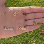 Nameplate with Jewish stars | personalized name necklace with Star of David | Jewish star nameplate necklace | Jewish star name necklace