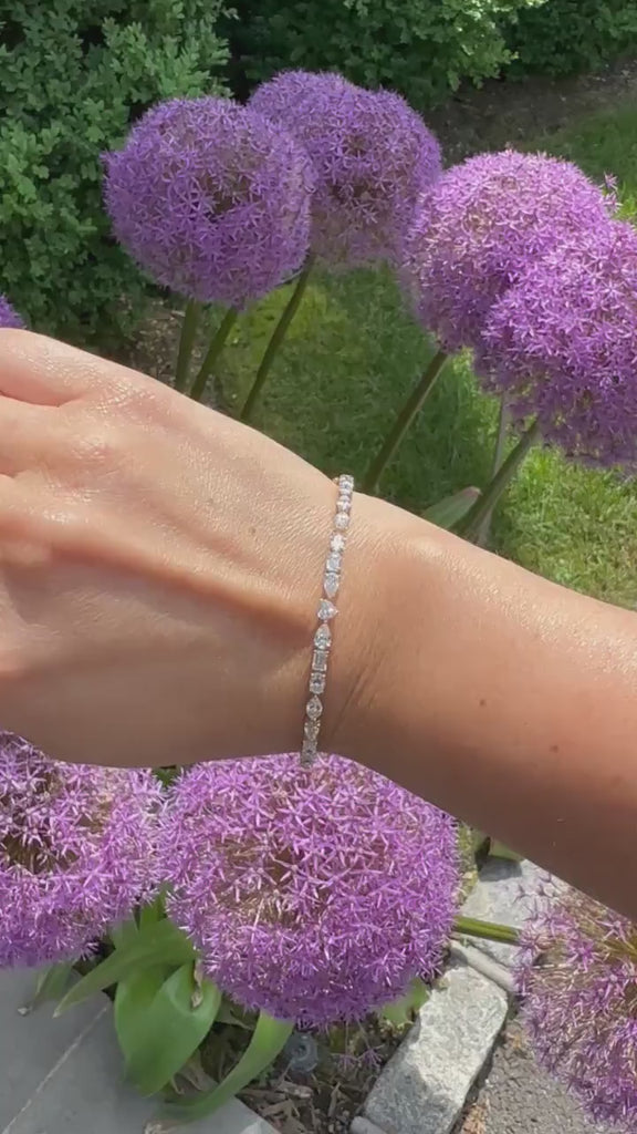 18k gold and mixed shape diamonds bangle bracelet | mixed shape diamond bangle | mixed shape jewelry |