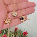 Floating diamond heart Star of David necklace | floating diamond heart jewish star necklace